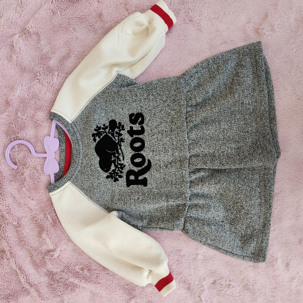 Roots Kids Gray and Cream Dress